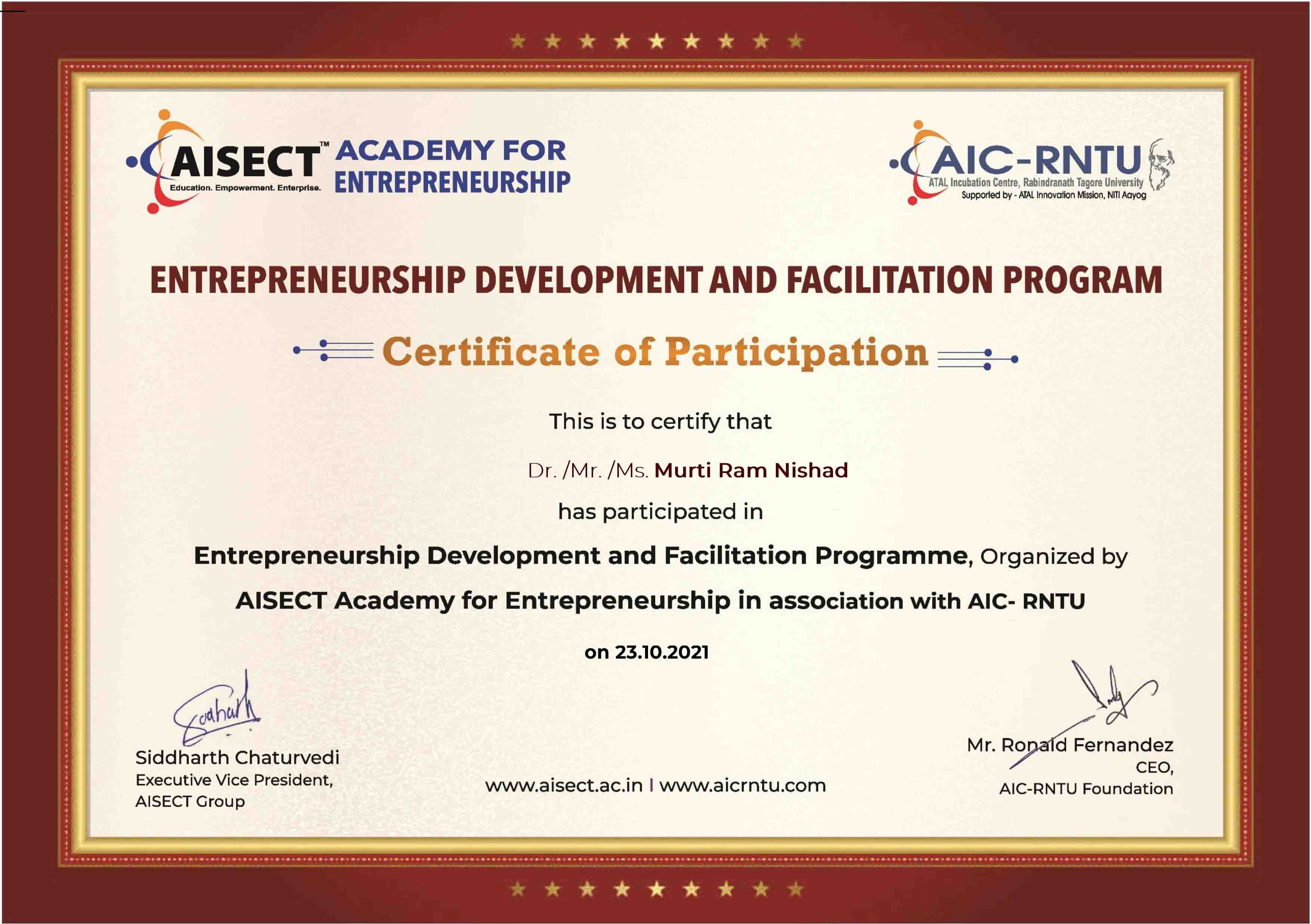 AISECT Certificate