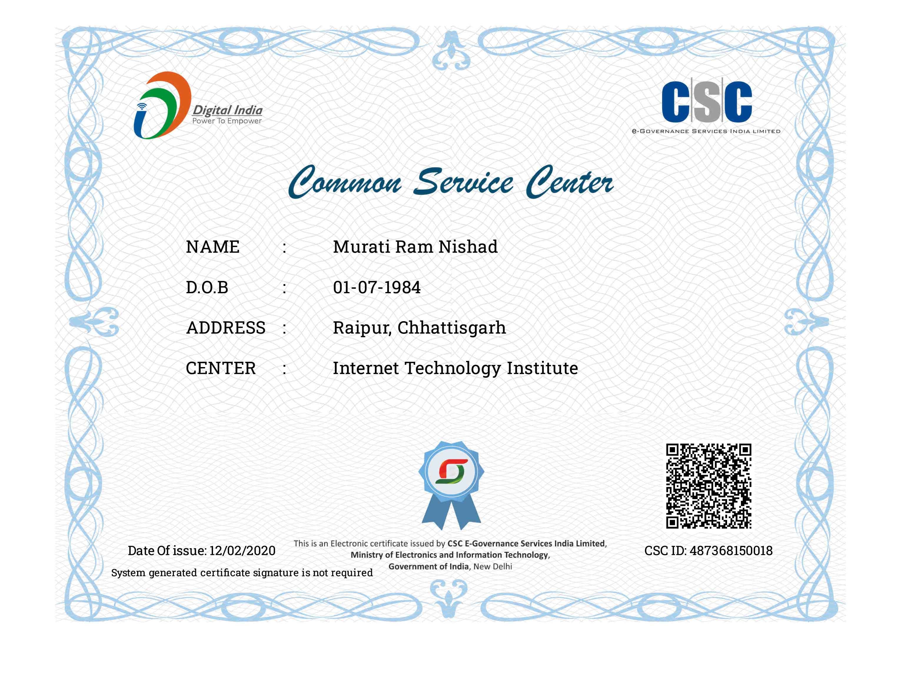 CSC Certificate